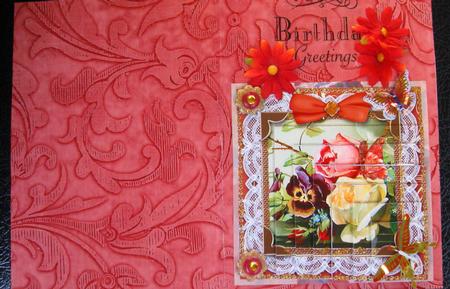 Dark Red Vintage Calico Swirl A4 Backing Paper Featured Gallery Photo