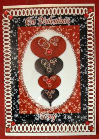 Steampunk Hearts A4 Valentines Card by Joy Comstock