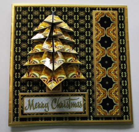 JJ CHRISTMAS GOLD AND BLACK CHRISTMAS TEA-BAG TREE CARD MINI KIT by Joy Jerome