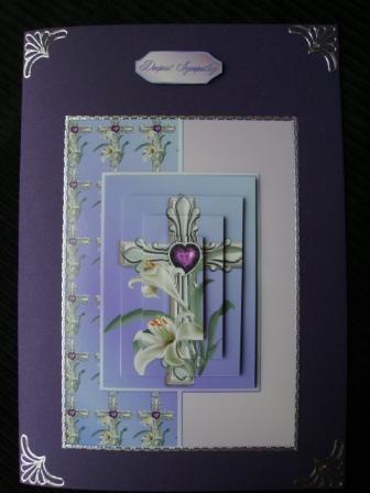 Sympthy Cross and Lilies Rectangle Fold Back Card by JOY SLADDEN