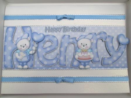 1st Birthday Large Dl Quick Card N 3D Decoupage by JOY SLADDEN