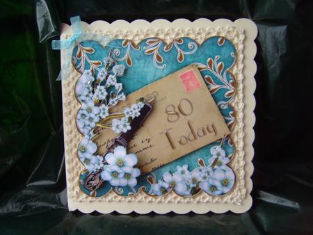 Blue Blossom 80 Today Scallop Postcard Step by Step by Joyce Davies