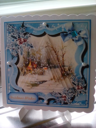 Beautiful Blue Christmas Scene , Pyramid  by Joyce Edwards