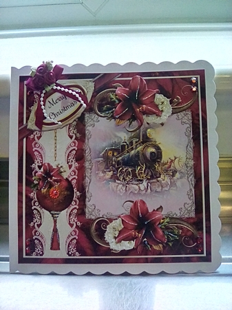 Santa Express Card Front With Decoupage by Joyce Edwards