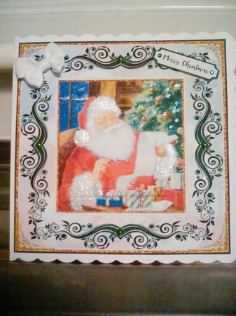 Christmas Jolly Santa 7x7ins Pyramid Topper by Joyce Edwards