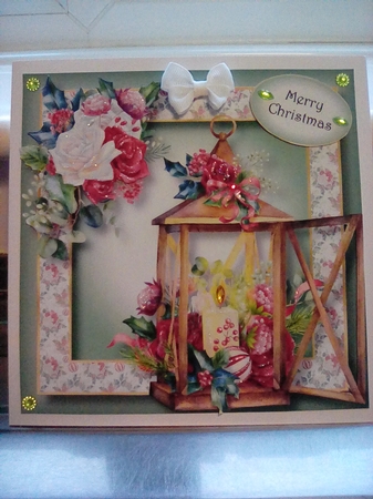 Beautiful Christmas Lantern - Holly & Roses by Joyce Edwards