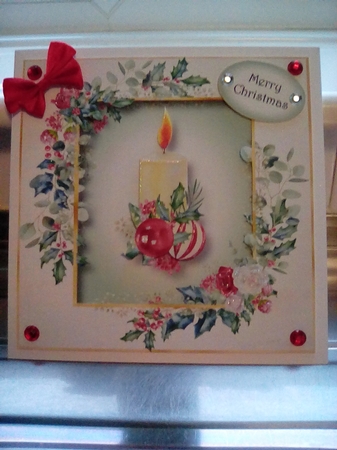 Beautiful Christmas Candle - Holly & Roses by Joyce Edwards