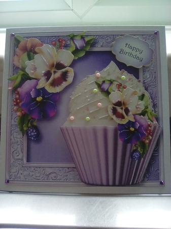 Pansy Riot Cupcake by Joyce Edwards