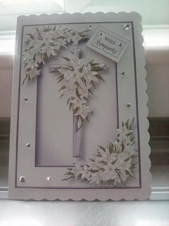 White Lilies & Cross - Easter Or Sympathy A5 by Joyce Edwards