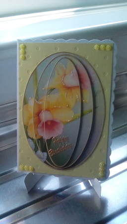 Elongated Oval Stacker - Vintage Daffodils by Joyce Edwards