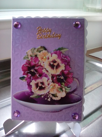 Floral Teacup & Saucer Decoupage Sheet - Muted Pansies by Joyce Edwards