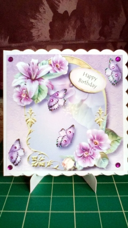 Golden Arched Frame - Lilac Lilies 8x8 by Joyce Edwards