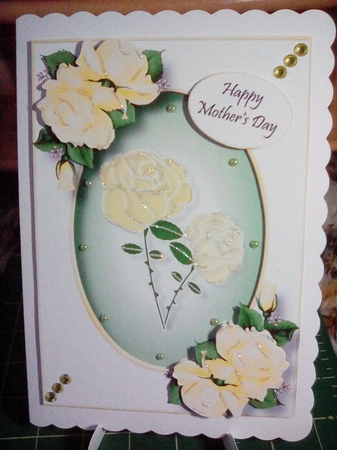 Faux Paper Cut Cream Roses by Joyce Edwards