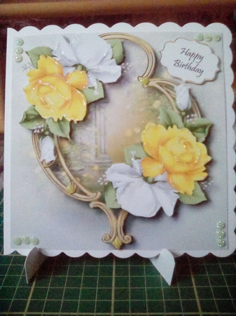 Gorgeous Flowers On Golden Frame - Yellow & White Roses by Joyce Edwards