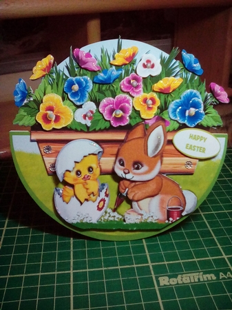 PAINTING BUNNY ROCKER CARD by Joyce Edwards