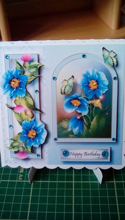 Floral Arched Frame - Blue Poppies by Joyce Edwards