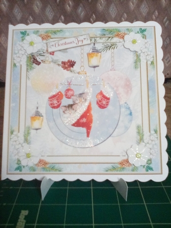 Christmas Vintage Baubles Decoupage 7x7ins Topper 15 by Joyce Edwards