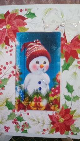  cute snowman with poinsettias A5 by Joyce Edwards