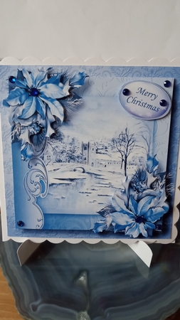 Christmas Monochrome Blue - Church by Joyce Edwards