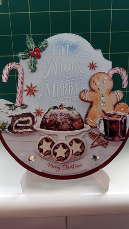 EAT, DRINK & BE MERRY rocker card by Joyce Edwards