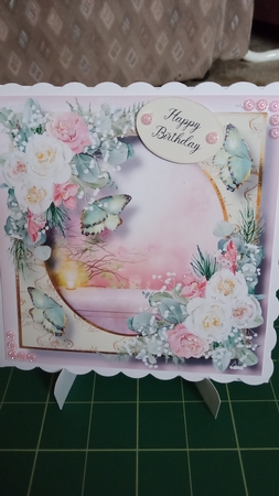 Beautiful Blooms & Butterflies - Pink & White Roses 8x8 by Joyce Edwards