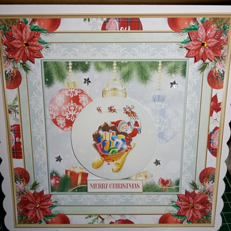Christmas Santa Bauble 7x7ins Topper 5 by Joyce Edwards