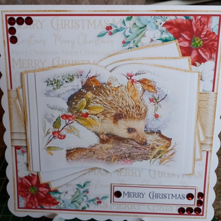 Christmas Animals Hedgehog Open Book 7x7 inch by Joyce Edwards