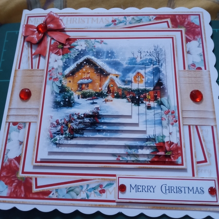 Winter Cottage at Night 7x7 inch No.6 by Joyce Edwards
