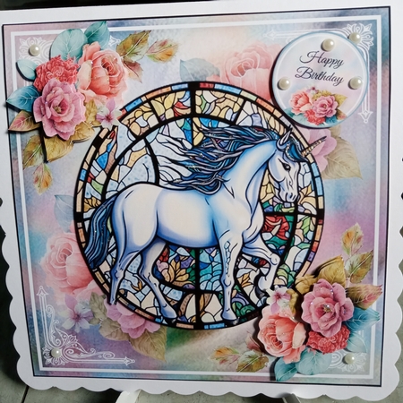 Unicorn Stained Glass Window 02 Mini Page Kit by Joyce Edwards
