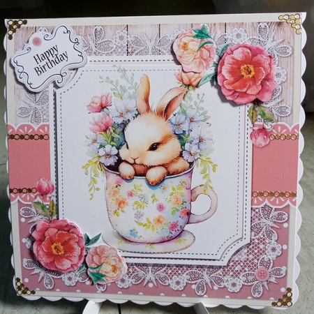 Pretty Bunny In Teacup by Joyce Edwards