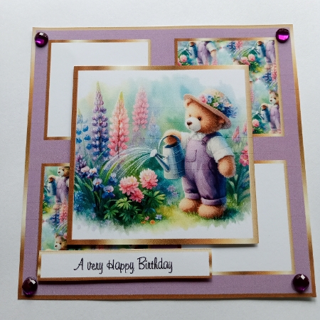 garden bears 3 lilac by Joyce Edwards