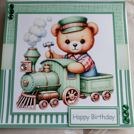 Teddy in Green Mini Kit 7x7 by Joyce Edwards