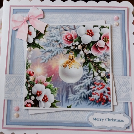 Winter White Floral Bauble by Joyce Edwards
