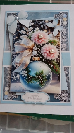 Lace Winter Bauble And Butterflies by Joyce Edwards