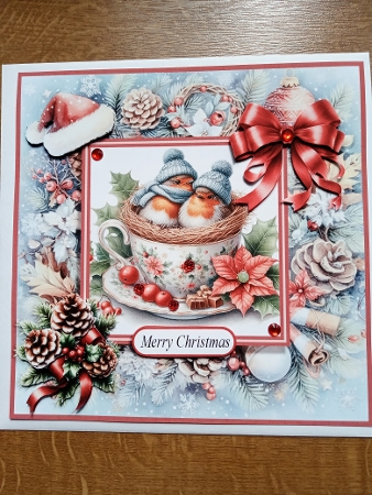 Christmas Tea Cup Robins by Joyce Edwards