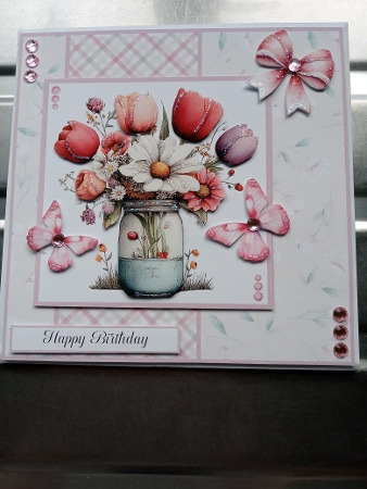 Whimsical Floral Mason Jars - 6x6 Version by Joyce Edwards