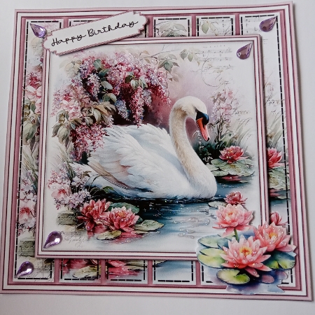 White Swan with Lilac Flowers - Mini Kit 6x6 by Joyce Edwards