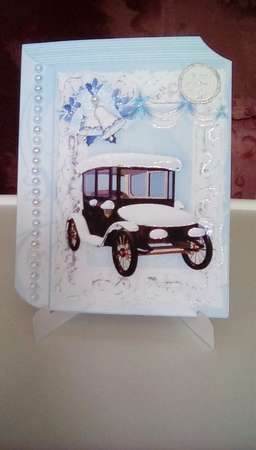 Vintage Car with Snow in Frame Folded Book by Joyce Edwards
