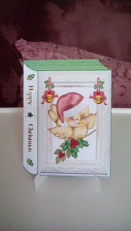 Cute Little Robin in Santa Hat on Holly in Frame Folded Book by Joyce Edwards