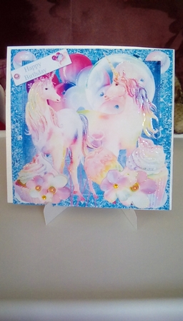 Unicorn Surprize Party Topper with Decoupage by Joyce Edwards