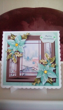 The Christmas Bay Window - Mint Poinsettias by Joyce Edwards