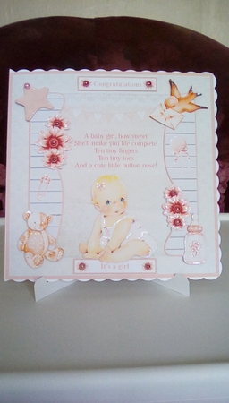 New Baby Girl Card Mini Kit & Decoupage by Joyce Edwards