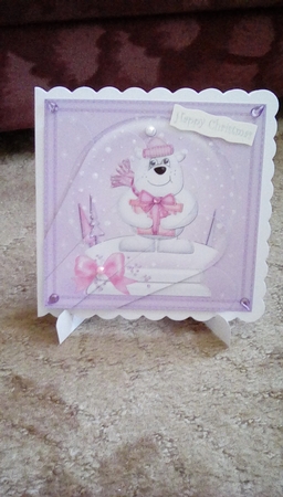 Ben Polar Bear - Christmas Snowglobe Fan Pyramage Topper by Joyce Edwards