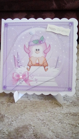 Cute Penguin - Christmas Snowglobe Fan Pyramage Topper by Joyce Edwards
