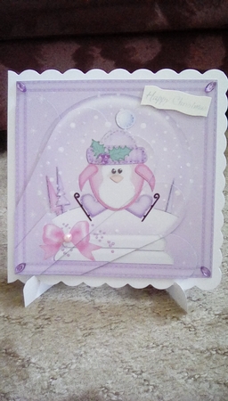 Cute Penguin - Christmas Snowglobe Fan Pyramage Topper by Joyce Edwards