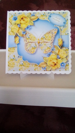 Floral Butterfly - Yellow Roses 8x8 by Joyce Edwards