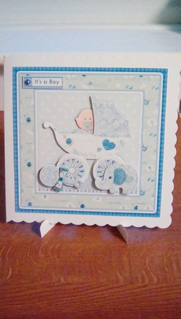 NEW BABY BOY IN PRAM 7.5 Decoupage & Insert Mini Kit by Joyce Edwards