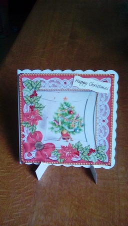 Christmas Tree Red Poinsettia 5in Rounded Spiral Stacker by Joyce Edwards