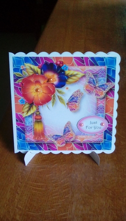 Art Nouveau Bright & Butterflies - Wild Roses 8x8 by Joyce Edwards