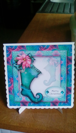 Art Nouveau Bright Christmas - Teal Stocking by Joyce Edwards